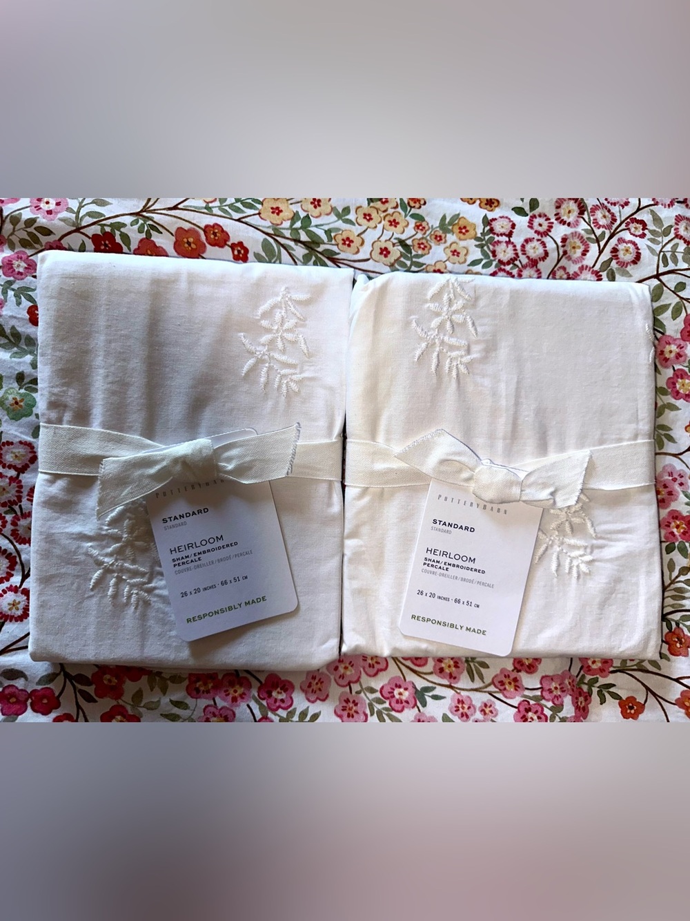 POTTERY BARN 2 STD WHITE PILLOW CASES Ruffle CROCHET LACE
